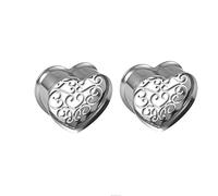 Hoisy Set de 2 Dilatateurs d’Oreille, Ecarteurs Oreilles 19mm(3/4 inch), Coeur Creux, Acier Inoxydable, Argent