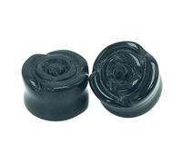 Hoisy Set de 2 Dilatateurs d’Oreille, Ecarteurs Oreilles 8mm(0G), Motif Rose Agate Noir, Pierre, Noir
