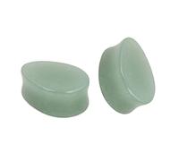 Hoisy Set de 2 Dilatateurs d’Oreille, Tunnel Oreilles 8mmx12.5mm(1/2 inch), Goutte d'Eau, Jade, Vert Clair