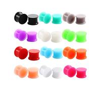 Hoisy Set de 24 Dilatateurs d’Oreille, 22mm(7/8 inch) Tunnel Piercing, Rond Multicolore, Silicone, Multicolore