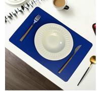 Hoisy Set de Table Salle a Manger 4 Pieces, 30 x 43 CM Set Table Rectangulaire Antidérapant Salon Bleu Royal, Rectangle avec Couleur Unie