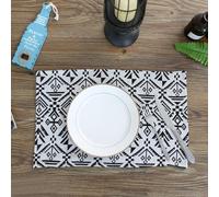 Hoisy Set de Table Salle à Manger Lavable 6Pièces, 30 x 40 CM Blanc Set de Table Rectangulaire Salle à Manger Antidérapant, Rectangle avec Motif Géométrique