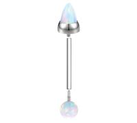 Hoisy Stud Droit Piercing Nez Titane Homme 4mm-1.2x16mm 16G, Rond et Forme Cône avec Opale, Piercing Septum Argent Blanc