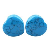 Hoisy Tunnel Oreille 2 PCS, Ecarteurs Oreilles 22mm(7/8 inch), Pierre avec Cœur, Pierre, Bleu