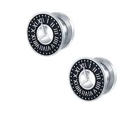 Hoisy Tunnels pour Oreille 2PCS, Ecarteurs Oreilles 8mm(0G), Modèle de Montre vintage, Acier Inoxydable, Argent