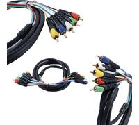 Hoite Câble audio/vidéo composante 5 RCA plaqué or de 1,8 mètre, compatible avec les DVD, les téléviseurs/TVHD, les magnétoscopes, les lecteurs CD, les caméscopes et les projecteurs.