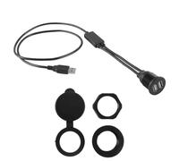 Hoite Câble D'extension USB 2.0 Encastré 1 Mâle Vers 2 Femelles Pour Montage Sur Tableau De Bord De Voiture, Étanche À L'eau Et À La Poussière