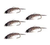Hoite Lot de 5 hameçons de pêche à la mouche, nymphe, pierre, leurre pour truite, bar, ombre, en alliage d'acier, pour eau douce et salée