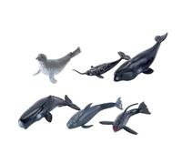 Hoite Lot de 6 mini figurines d'animaux marins en plastique, créatures marines réalistes avec baleines, décoration éducative pour cadeau de fête de bain