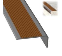 Hoiweqr Nez De Marche Profil d'angle PVC AutoadhéSif, Garniture De Bord De Terrasse D'Escalier en Forme De L, AntidéRapant Nez De Marche Profilé D'Escalier, Bonne Flexibilité(Grayish Brown,3m/118in)