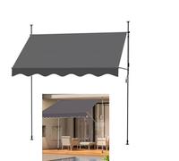 Hoiweqr Store Banne Manuel Rétractable, 250x120cm Auvent De Terrasse Rétractable sans Perçage, Marquise De Terrasse avec Manivelle, pour Patio, Arrière-Cour, Jardin, Balcon(Grey,200x120cm)