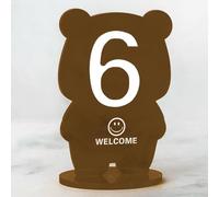 Hoiweqr Support de numéro de Table en Acrylique, Style créatif Ours Cartoon Tendance Ins, Carte de Table et Panneau pour Restaurant, café, Hôtel, Signe, Lot de 6 Numéros de Table(Brown,19-24)