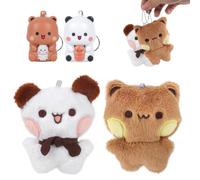 Hojalis Bubu Dudu Porte-Clés En Peluche, 4 Pièces Peluche Porte Clé, Porte Clé Peluche Avec Des Effets Sonores Et Lumineux, Porte Clef Animaux, Pour Les Voyages, Les Déplacements Et Le Camping