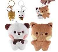 Hojalis Bubu Dudu Porte-Clés En Peluche, 4 Pièces Peluche Porte Clé, Porte Clef Peluche Avec Chaînes, Porte Clé Peluche Avec Aspiration Magnétique, Pour Les Voyages, Les Déplacements Et Le Camping