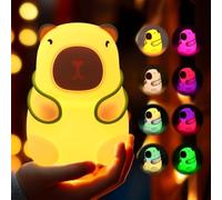 Hojalis Capybara Veilleuse LED, Lampe de Chevet Enfantin, Multicolore, Silicone, 7 couleurs et éclairage RGB, Rechargeable USB, pour Chambre à Coucher, Enfants