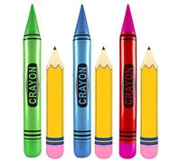 Hojalis Lot de 6 Allons Gonflables En Forme De Crayon, Ballons Gonflables En Forme De Crayons, Grands Pinceaux Colorés Gonflables Ballons, Crayon Gonflable Geant pour Rentrée Scolaire Salle Classe