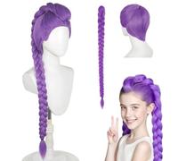 Hojalis Perruque Costume Chasseur Pour Enfants, Perruque Ru-m-i Violette Tressée, PerruqueCosplay, Perruqu-es Violette À Longue Tresse, Accessoires De Cosplay Réalistes pour Fête et Carnaval