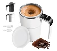 Hojalis Tasse à Mélanger Automatique, 380 Ml Tasse Auto-Agitante électrique, Gobelet Mélangeur Magnétique Automatique En Acier Inoxydable, TAsse Magnétique Rechargeable Par USB Lavable (Blanc)