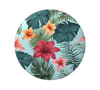 Hojas Tropicales Y Flores Badge rond - Design en fer blanc durable avec impression sur un seul côté, parfait pour les cadeaux personnalisés et la décoration de vêtements, taille unique