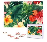 hojas tropicales y Flores - Casse-tête en bois de 1000 pièces personnalisé pour adultes - Puzzle personnalisé pour adultes, cadeaux pour famille, mariage, amis