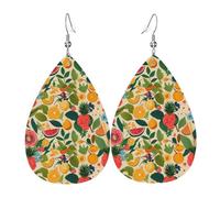Hojas Tropicales Y Flores Ensemble de boucles d'oreilles en forme de larme en similicuir tendance pour femmes et filles