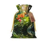 Hojas Tropicales Y Flores Pochettes avec cordon de serrage pour cadeaux, sacs cadeaux en tissu réutilisables, pour les fêtes et les cadeaux de fête