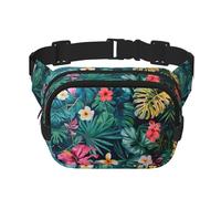 Hojas Tropicales Y Flores Sac banane pour homme et femme avec sangle réglable pour voyage, randonnée, cyclisme