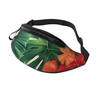 hojas tropicales y flores Sac banane pour homme et femme Sac banane imperméable avec sangle réglable pour le sport et le voyage