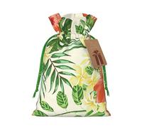 Hojas Tropicales Y Flores Sac cadeau de Noël avec cordon de serrage Motif fleurs