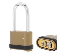 HOJLKLD Cadenas Code 4 Chiffres, Cadenas à combinaison Anse Longue étanche pour l'extérieur en zinc, Cadenas de Sécurité pour Jardins,Cours,Porte,Clôture,Casier