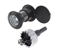 HOJLKLD Judas de Porte, Laiton Judas à 220 degrés avec foret de 28mm, Diamètre de tuyau de 28mm avec couvercle de protection pour portes de 42mm à 58mm (Noir)