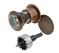 HOJLKLD Judas de Porte, Laiton Judas à 220 degrés avec foret de 28mm, Diamètre de tuyau de 28mm avec couvercle de protection pour portes de 42mm à 58mm (Bronze)