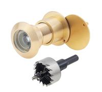 HOJLKLD Judas de Porte, Laiton Judas à 220 degrés avec foret de 28mm, Diamètre de tuyau de 28mm avec couvercle de protection pour portes de 42mm à 58mm (Or Satiné)