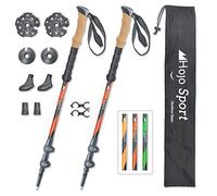 Hojo Sport Bâtons de marche télescopiques 3 pièces pour la randonnée, le trekking, le trail, le ski ou la randonnée en raquettes de neige, fabriqués en aluminium renforcé premium (rouge)