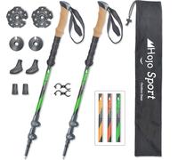 Hojo Sport Bâtons de randonnée télescopiques Bâtons de marche Réglables en aluminium léger avec poignée en liège véritable pour la randonnée, le trekking ou le trail (couleur verte)