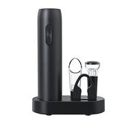 Hojudo Ouvre-bouteille électrique avec base de charge, ouverture de vin électrique sans fil avec bec verseur, coupe-capsule, bouchons de conservation sous vide, décapsuleur de vin pour cuisine, cadeau