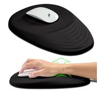 Hokafenle Tapis de souris ergonomique avec support de poignet, pente en terrasse et mousse à mémoire de forme, repose-poignet pour soulager la douleur (noir foncé, 30 x 20,1 cm)