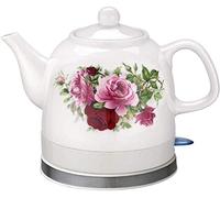 Hokcus Bouilloire électrique sans fil en céramique rétro 1,2 L, base amovible 1200 W, protection contre l'ébullition à sec/C/C