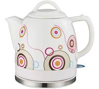 Hokcus Théière électrique en céramique rétro 1,2 L en acier inoxydable, sans BPA, mise hors tension automatique, eau à ébullition rapide 1200 W pour thé, café, soupe, base amovible, protection à sec