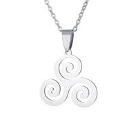 Hokech 316L Acier Inoxydable Triskele Teen Wolf Pendentif Collier Hommes Femmes Géométrie Sacrée Amulette Protection Bijoux
