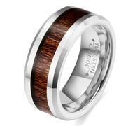 Hokech 8MM Marron Boîte Sureau Bois Tungstène Bande De Mariage Homme Bague De Mariage En Bois Bague Homme Cadeau
