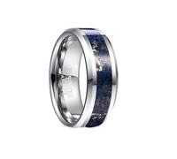 Hokech Bague en carbure de tungstène de 8 mm de large Fiançailles de mariage couleur en acier incrusté de lapis-lazuli tungstène en acier pour hommes