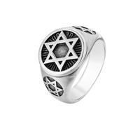 Hokech Bague vintage punk étoile de David pour homme en acier inoxydable 316L à six pointes, 11, Acier inoxydable