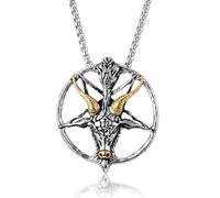 Hokech Chèvre satanique à l’envers Pentacle pendentif collier pointant vers le bas pentagramme Baphomet Mendez Mendez Lucifer bijoux