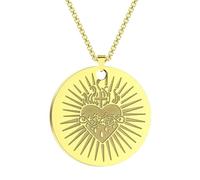 Hokech Collier Sacré-Coeur Or 14K Or Massif Sacré-Coeur Pendentif Coeur de Jésus Charme Religieux Sacré-Coeur Bijoux