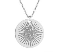 Hokech Collier Sacré-Coeur Or 14K Or Massif Sacré-Coeur Pendentif Coeur de Jésus Charme Religieux Sacré-Coeur Bijoux