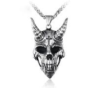 Hokech Gothique Mens Satanic Biker Punk Devil Skull Rock N Roll Pendentif Collier Chaîne Bijoux Accessoires