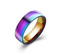 Hokech Hommes Femmes Arc-en-ciel Coloré Bague Titane Acier Alliance Largeur 6mm Taille 6-10 Cadeau