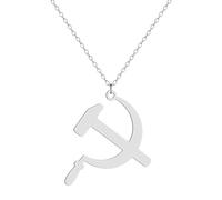 Hokech Marteau et faucille pendentif collier pour femmes filles en acier inoxydable breloque creuse cou chaîne bijoux cadeau