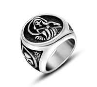 Hokech Vintage en acier inoxydable moulé Grim Reaper crâne Tribal Biker Mens bague